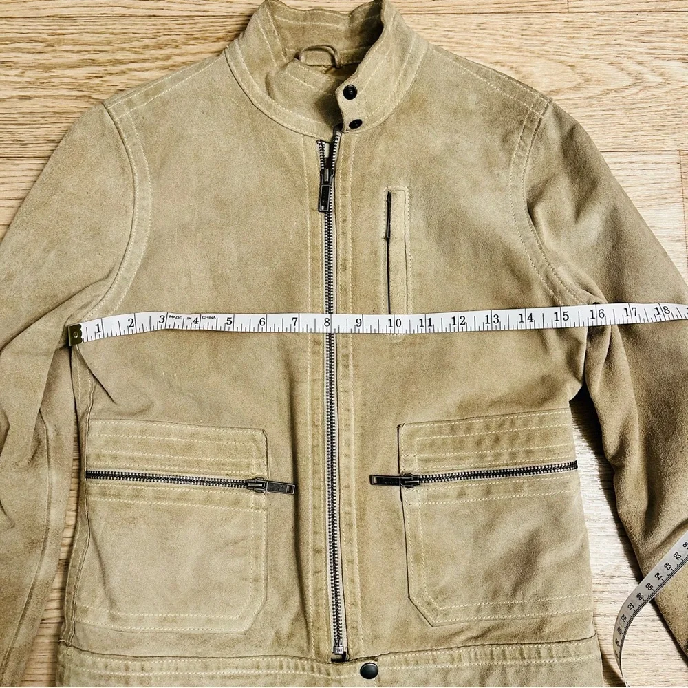 Banana Republic Cream Tan Suede Leather Moto Jacket | Size PXS | - Picture 15 of 16